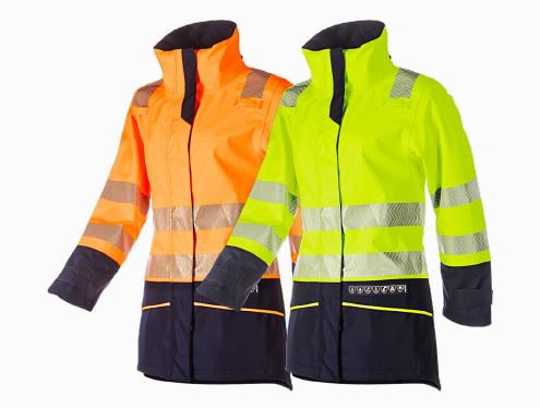 Sioen Vaski Ladies Hi-vis Rain Jacket with ARC protection Inc. Air Products FLB Print - Green