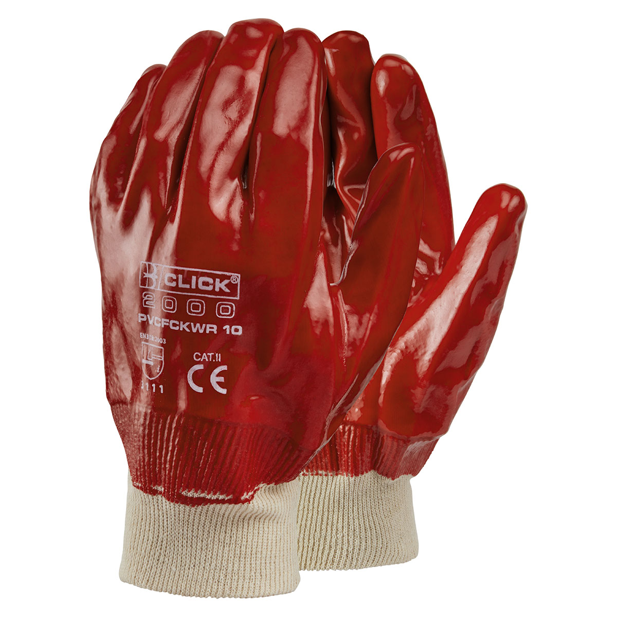 Red PVC Knitwrist Gloves