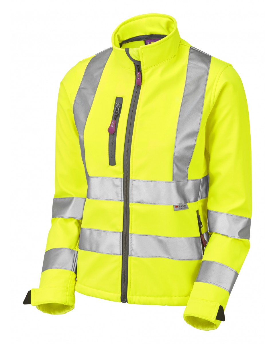 Ladies Softshell Hi-Vis Jacket. Inc. Air Products Embroidery FLB