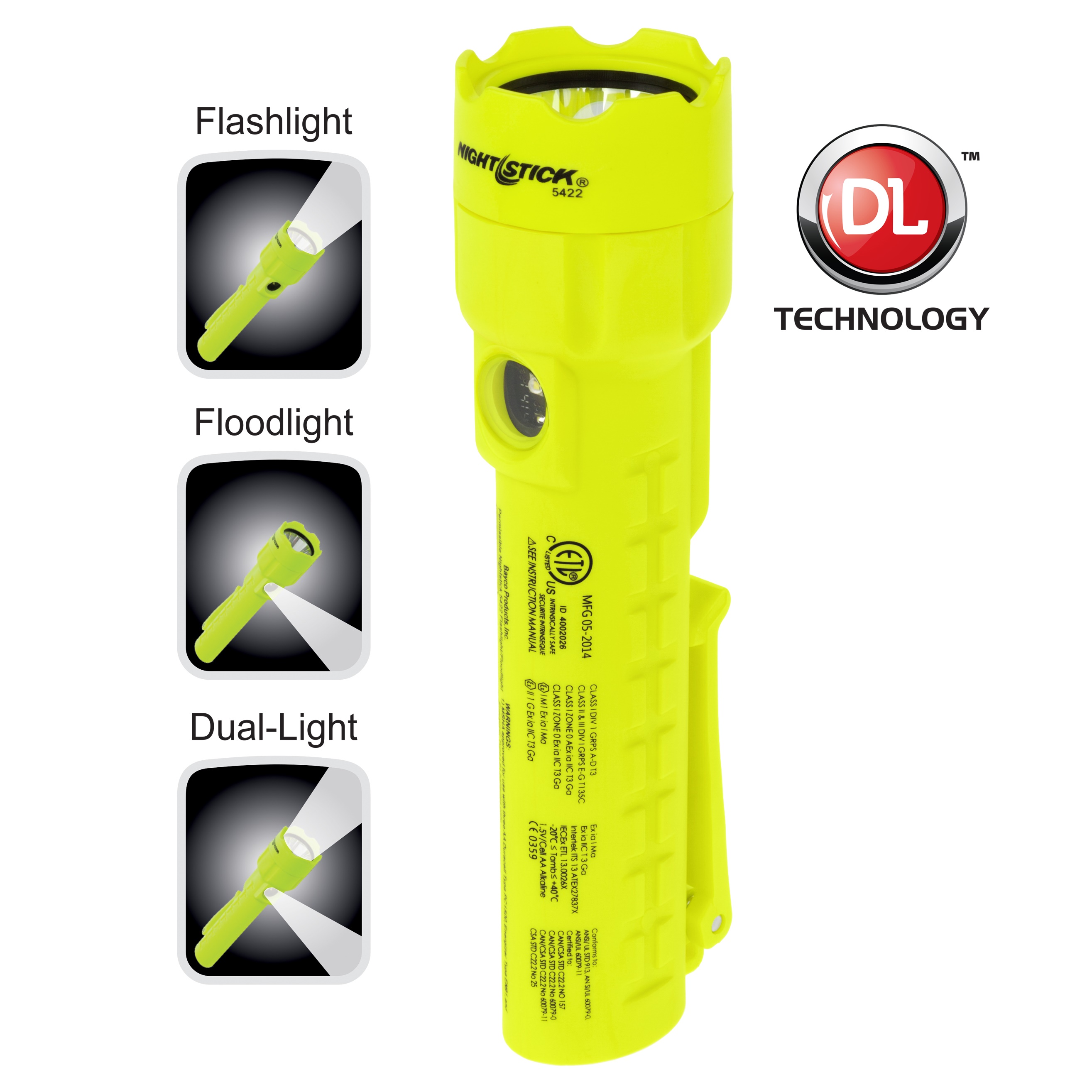 Nightstick Intrinsically Safe Dual Function LED Torch. Zone 0